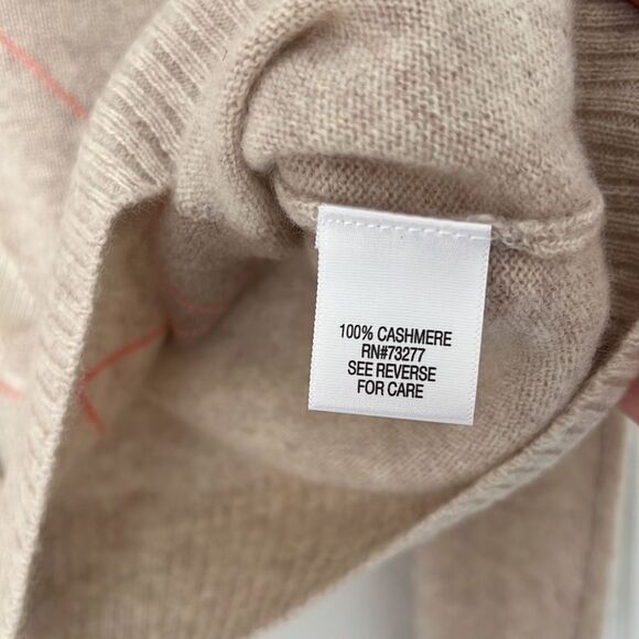 Apt.9 vintage down bottom short rhombus node beige pink cardigan Sz XL - Picture 4 of 8